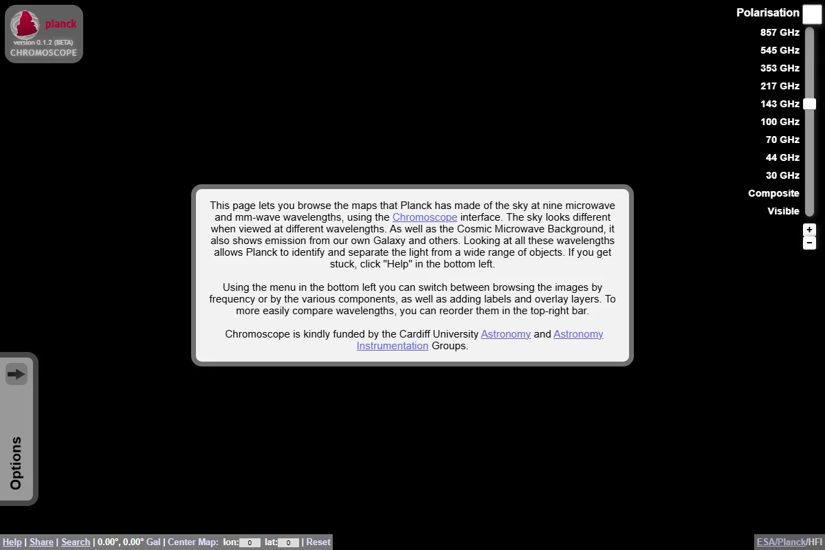 Planckoscope (Colanco) — Multi-Wavelength Cosmic Universe Viewer preview screenshot