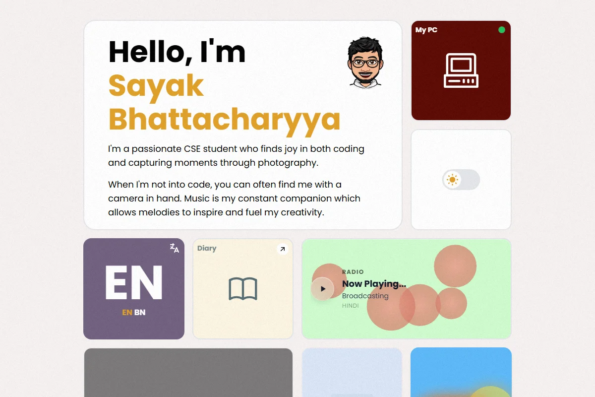 Mr. Sayak Personal Hub — Identity Dossier & Creative Outpost preview screenshot