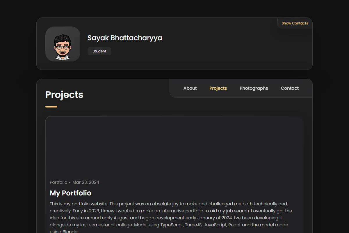 SayakFolio Minimal — Ultra-Fast Creative Technologist Archive preview screenshot
