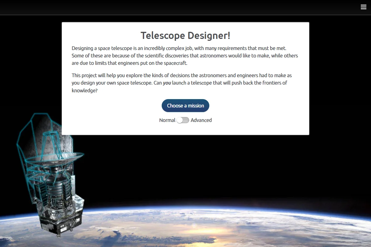 Space Telescope Designer — Optical Aperture & Deep Sky Simulator preview screenshot